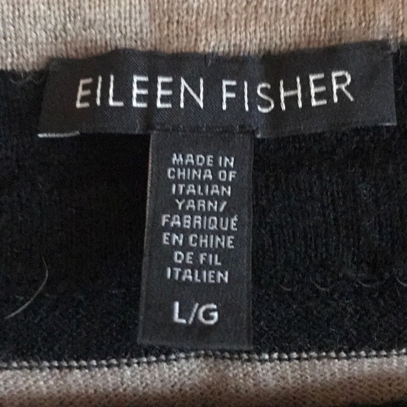 Eileen Fisher Wool sweater in black/beige stripe - Picture 2 of 3
